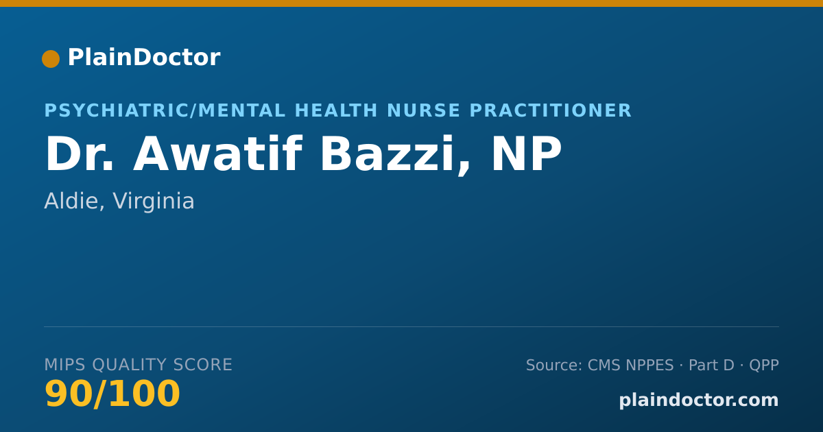 Shareable card for Awatif Bazzi, NP - Psychiatric/Mental Health Nurse Practitioner, Aldie, VA