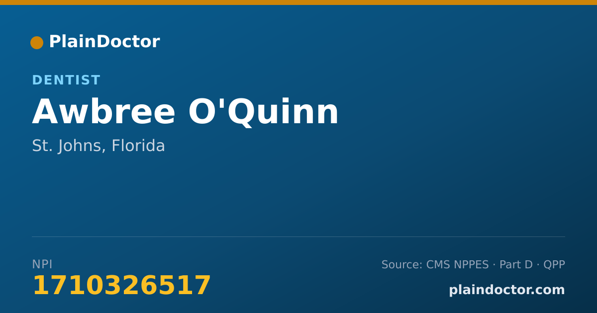 Shareable card for Awbree O'Quinn - Dentist, St. Johns, FL