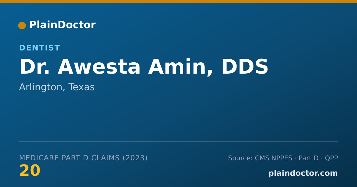 Shareable card for Awesta Amin, DDS - Dentist, Arlington, TX