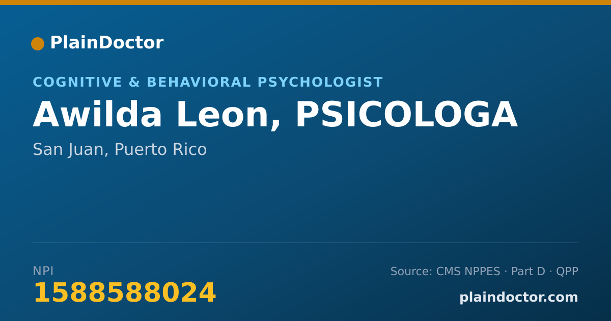Shareable card for Awilda Leon, PSICOLOGA - Cognitive & Behavioral Psychologist, San Juan, PR