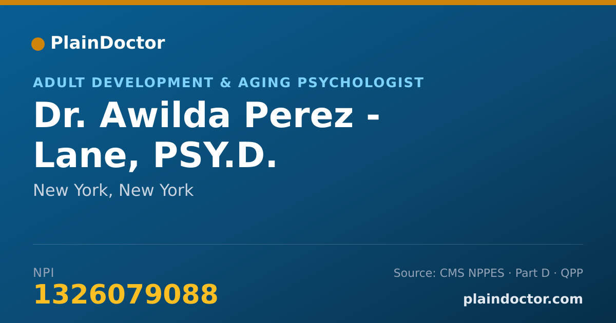 Shareable card for Awilda Perez - Lane, PSY.D. - Adult Development & Aging Psychologist, New York, NY