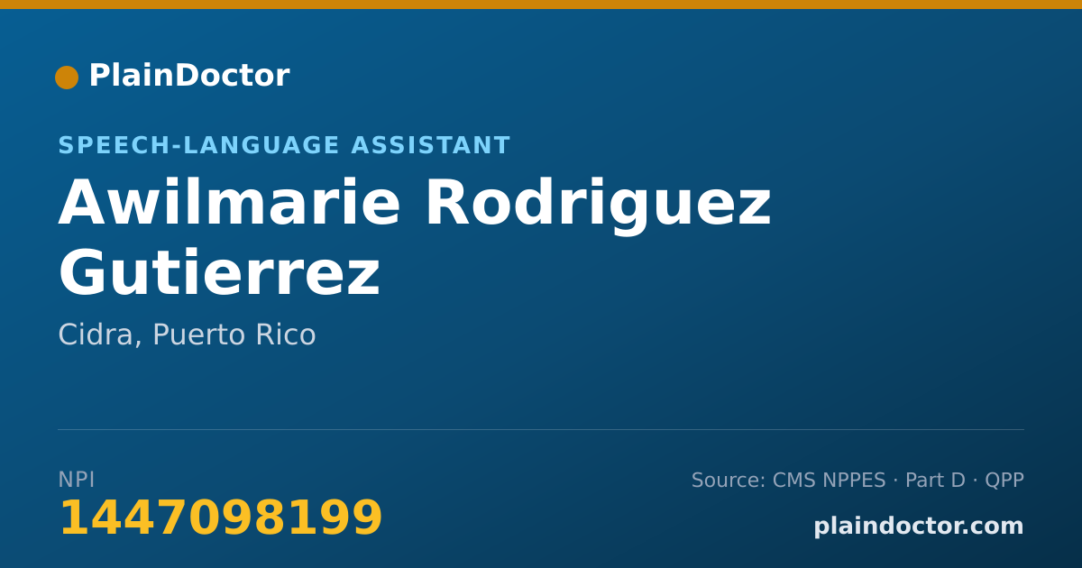 Shareable card for Awilmarie Rodriguez Gutierrez - Speech-Language Assistant, Cidra, PR