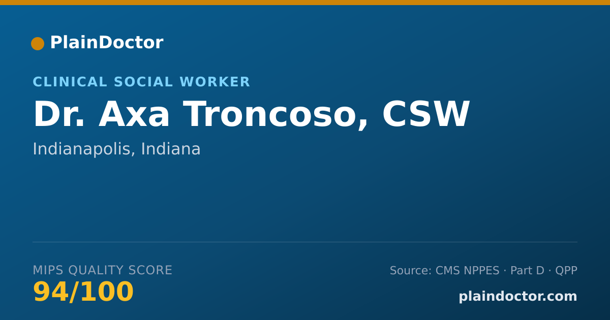 Shareable card for Axa Troncoso, CSW - Clinical Social Worker, Indianapolis, IN
