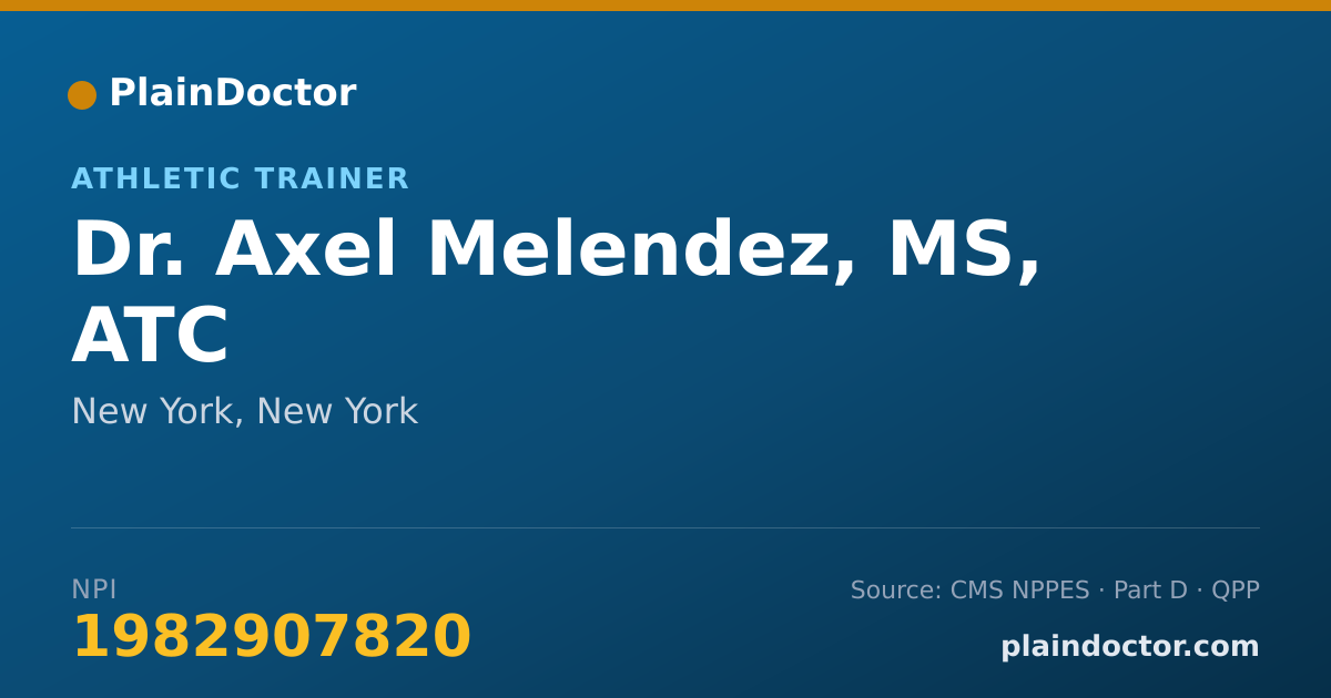 Shareable card for Axel Melendez, MS, ATC - Athletic Trainer, New York, NY