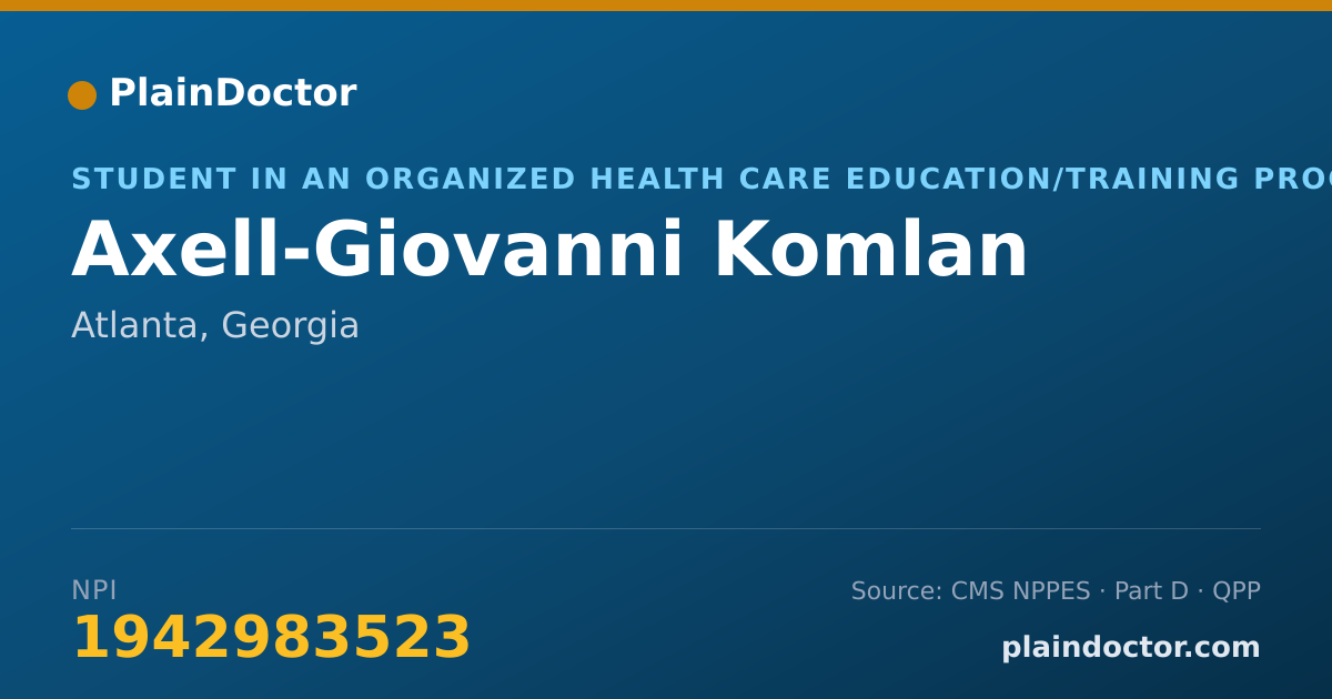 Shareable card for Axell-Giovanni Komlan - Student in an Organized Health Care Education/Training Program, Atlanta, GA