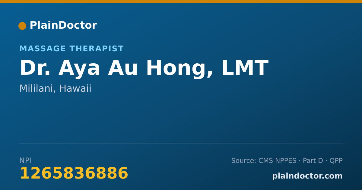 Shareable card for Aya Au Hong, LMT - Massage Therapist, Mililani, HI
