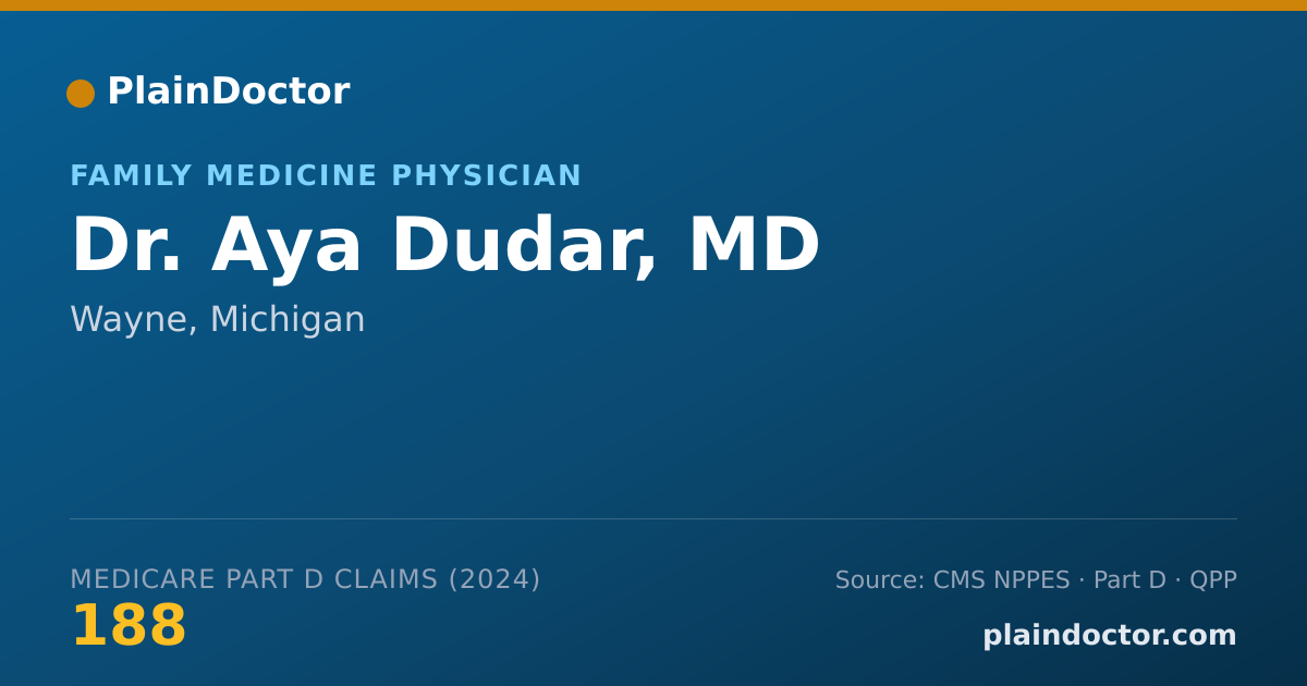 Shareable card for Aya Dudar, MD - Family Medicine Physician, Wayne, MI