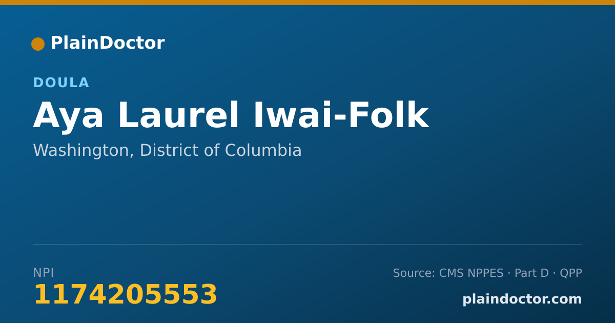 Shareable card for Aya Laurel Iwai-Folk - Doula, Washington, DC