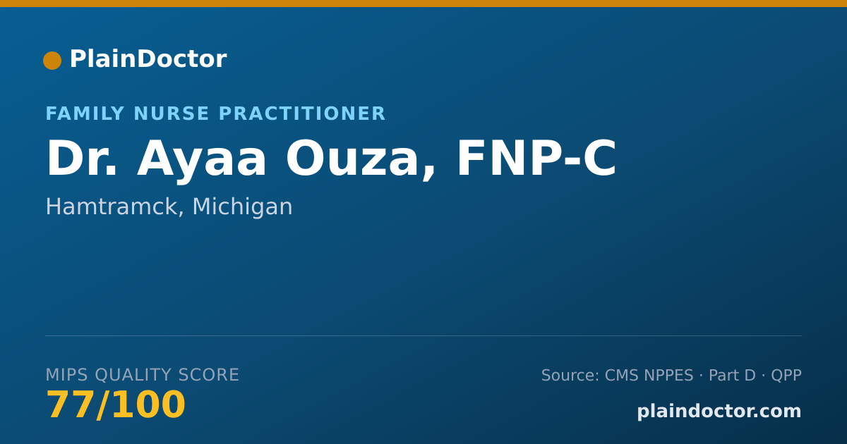 Shareable card for Ayaa Ouza, FNP-C - Family Nurse Practitioner, Hamtramck, MI