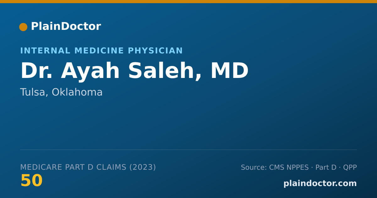 Shareable card for Ayah Saleh, MD - Internal Medicine Physician, Tulsa, OK