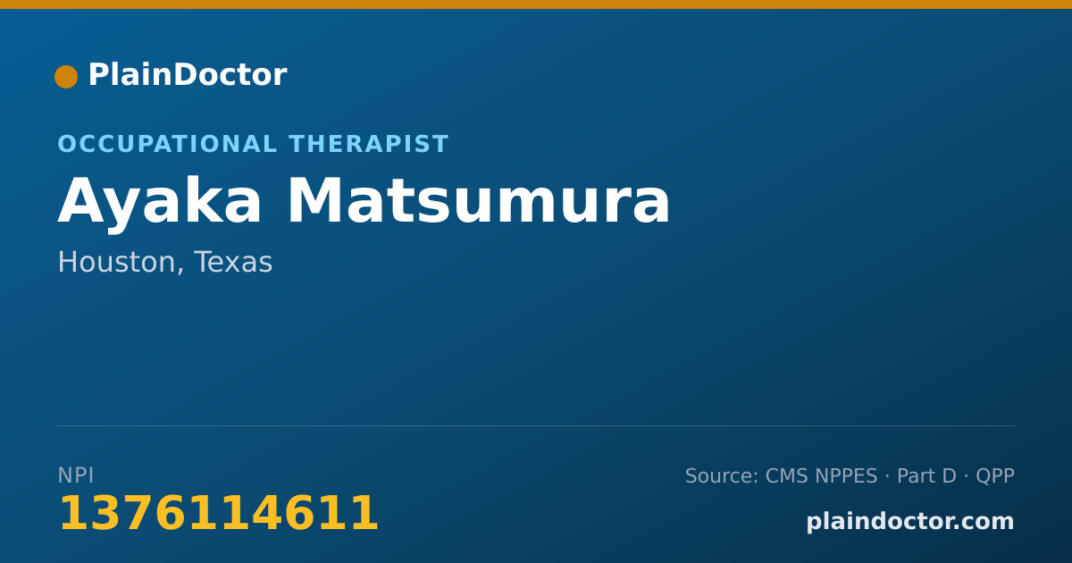 Shareable card for Ayaka Matsumura - Occupational Therapist, Houston, TX
