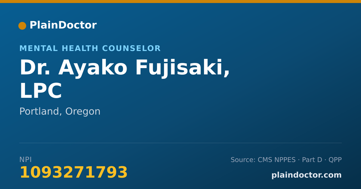 Shareable card for Ayako Fujisaki, LPC - Mental Health Counselor, Portland, OR