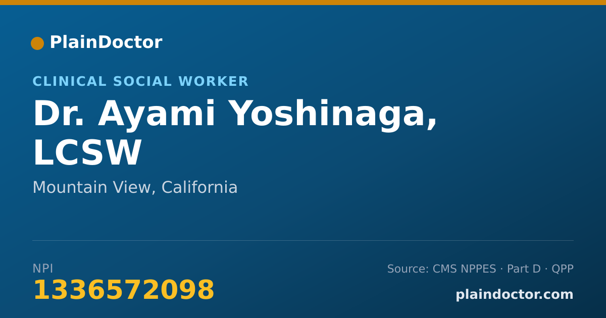 Shareable card for Ayami Yoshinaga, LCSW - Clinical Social Worker, Mountain View, CA