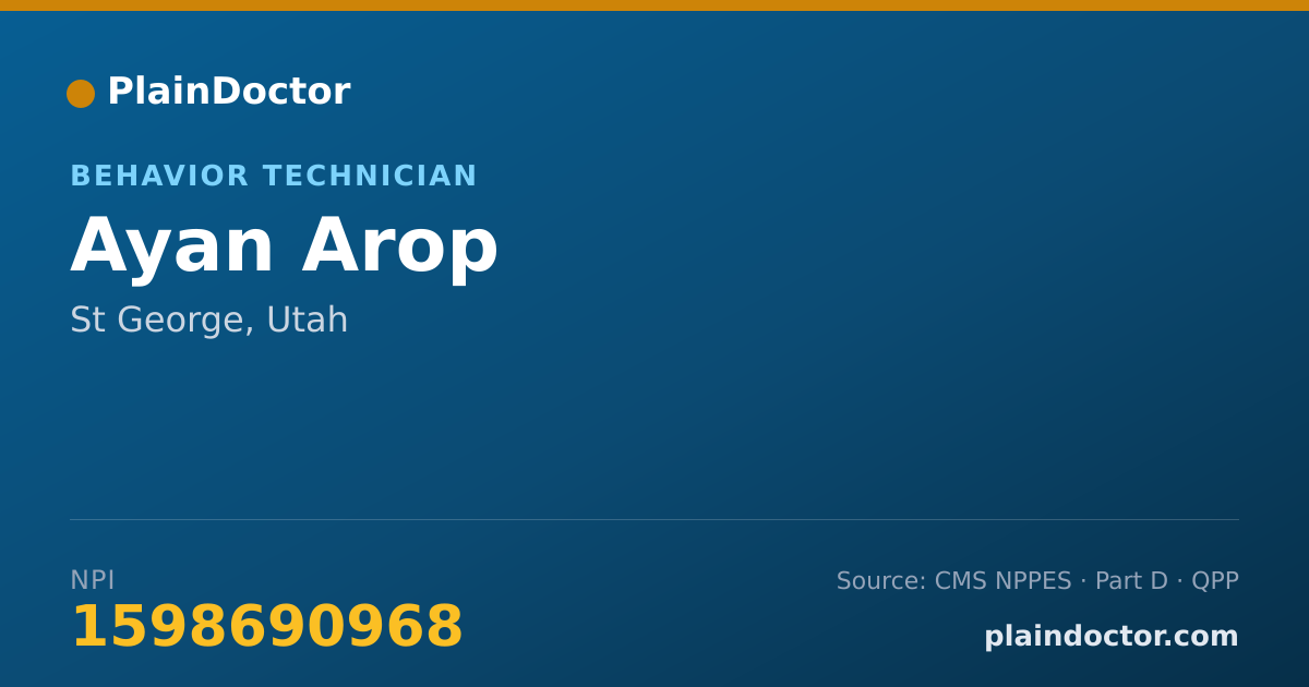 Shareable card for Ayan Arop - Behavior Technician, St George, UT