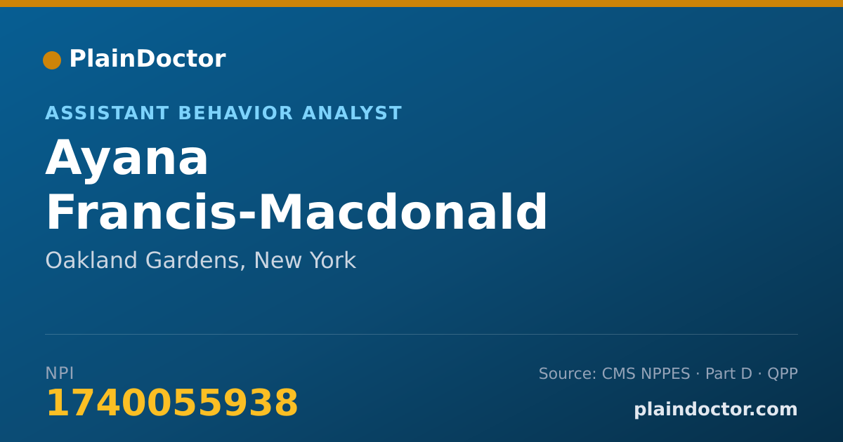 Shareable card for Ayana Francis-Macdonald - Assistant Behavior Analyst, Oakland Gardens, NY