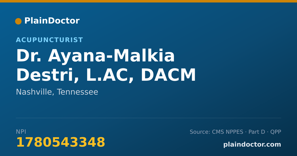 Shareable card for Ayana-Malkia Destri, L.AC, DACM - Acupuncturist, Nashville, TN