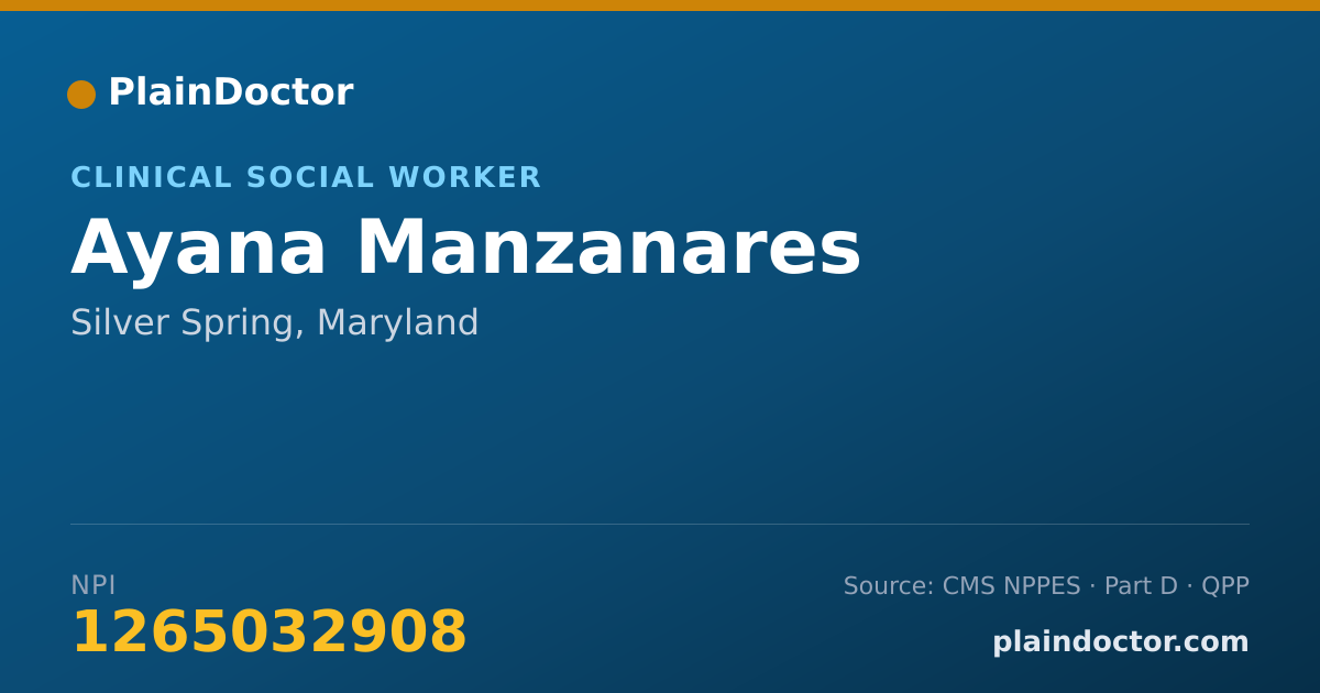 Shareable card for Ayana Manzanares - Clinical Social Worker, Silver Spring, MD