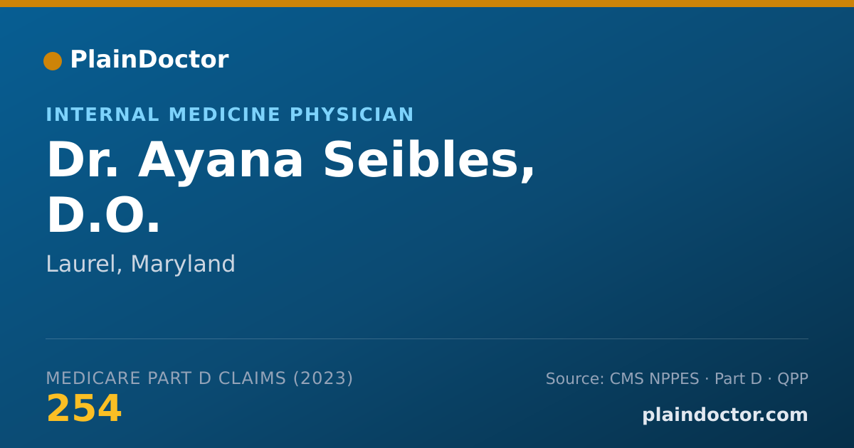 Shareable card for Ayana Seibles, D.O. - Internal Medicine Physician, Laurel, MD