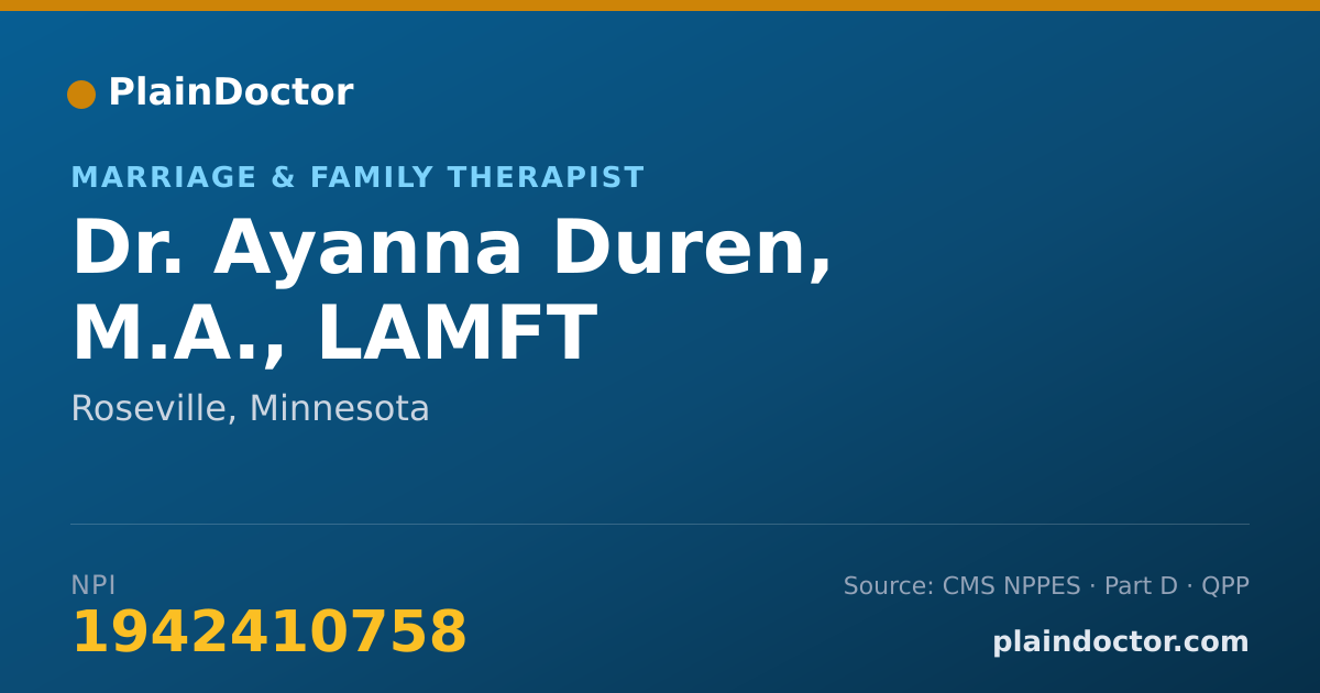 Shareable card for Ayanna Duren, M.A., LAMFT - Marriage & Family Therapist, Roseville, MN