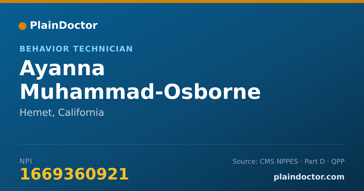 Shareable card for Ayanna Muhammad-Osborne - Behavior Technician, Hemet, CA
