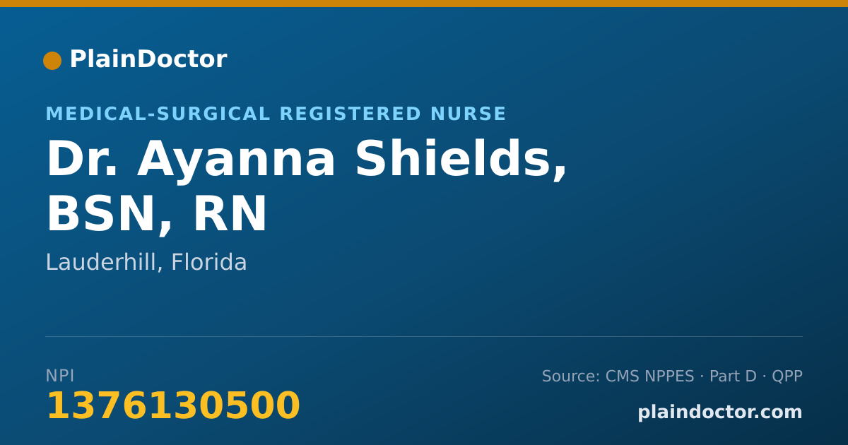 Shareable card for Ayanna Shields, BSN, RN - Medical-Surgical Registered Nurse, Lauderhill, FL