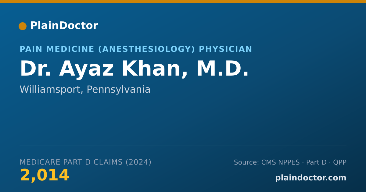 Shareable card for Ayaz Khan, M.D. - Pain Medicine (Anesthesiology) Physician, Williamsport, PA