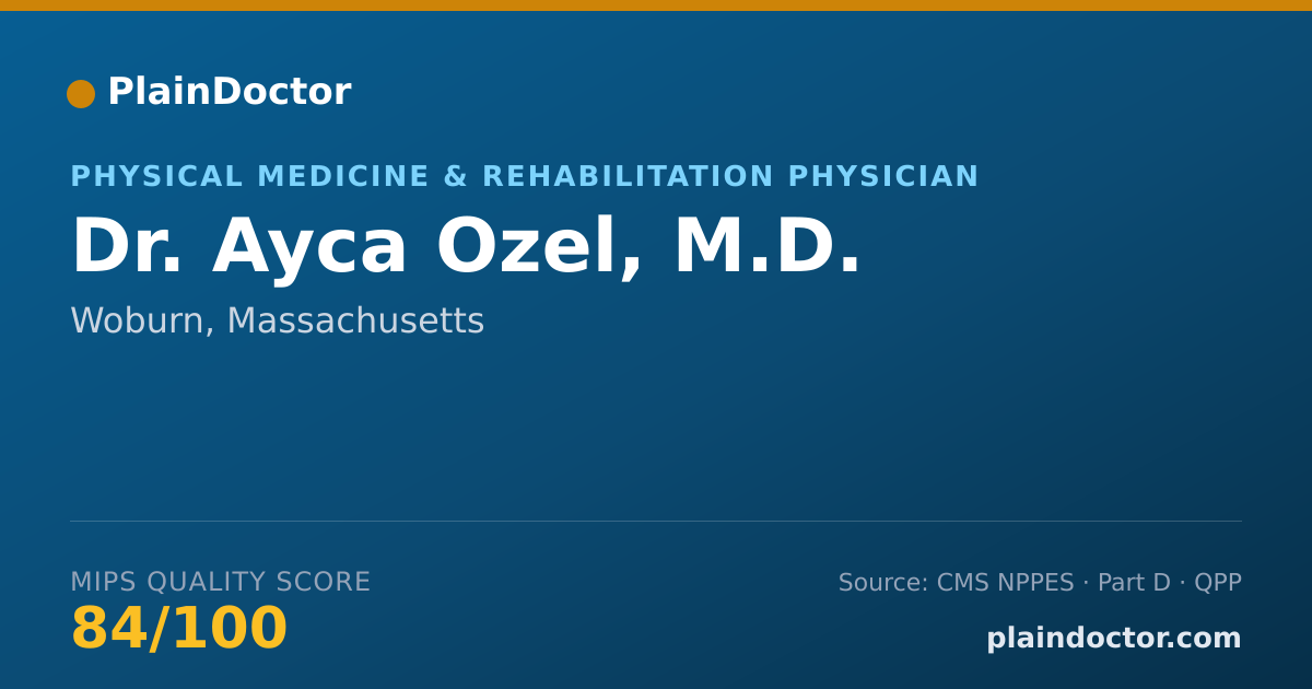 Shareable card for Ayca Ozel, M.D. - Physical Medicine & Rehabilitation Physician, Woburn, MA