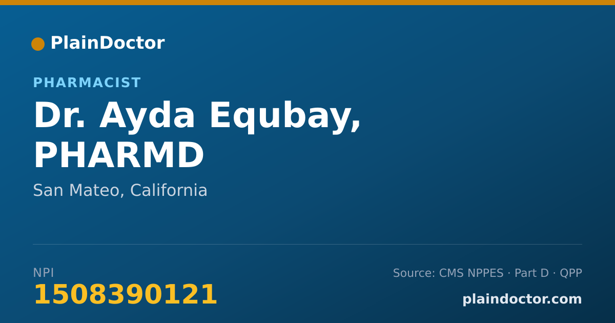 Shareable card for Ayda Equbay, PHARMD - Pharmacist, San Mateo, CA