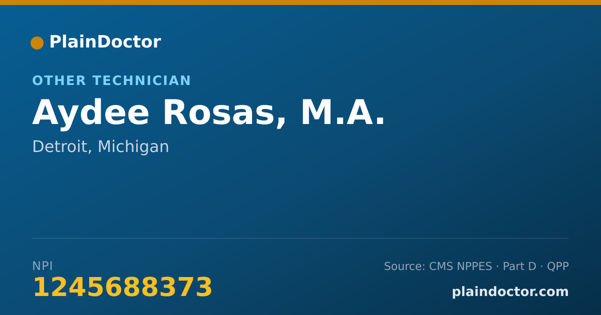 Shareable card for Aydee Rosas, M.A. - Other Technician, Detroit, MI