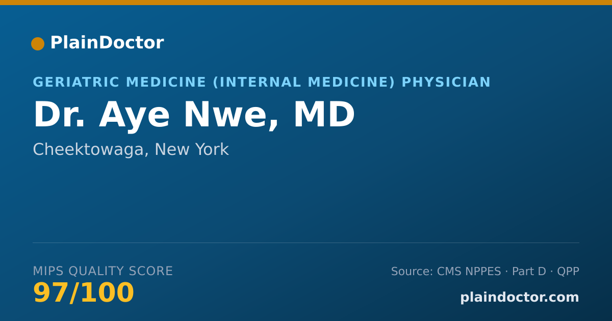 Shareable card for Aye Nwe, MD - Geriatric Medicine (Internal Medicine) Physician, Cheektowaga, NY