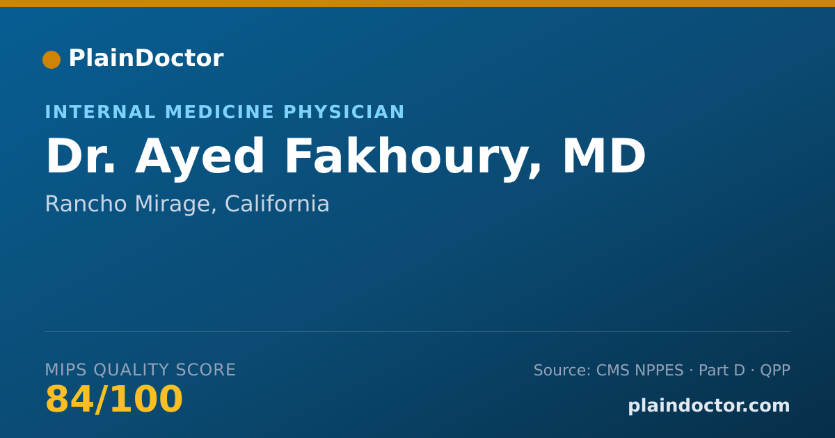 Shareable card for Ayed Fakhoury, MD - Internal Medicine Physician, Rancho Mirage, CA