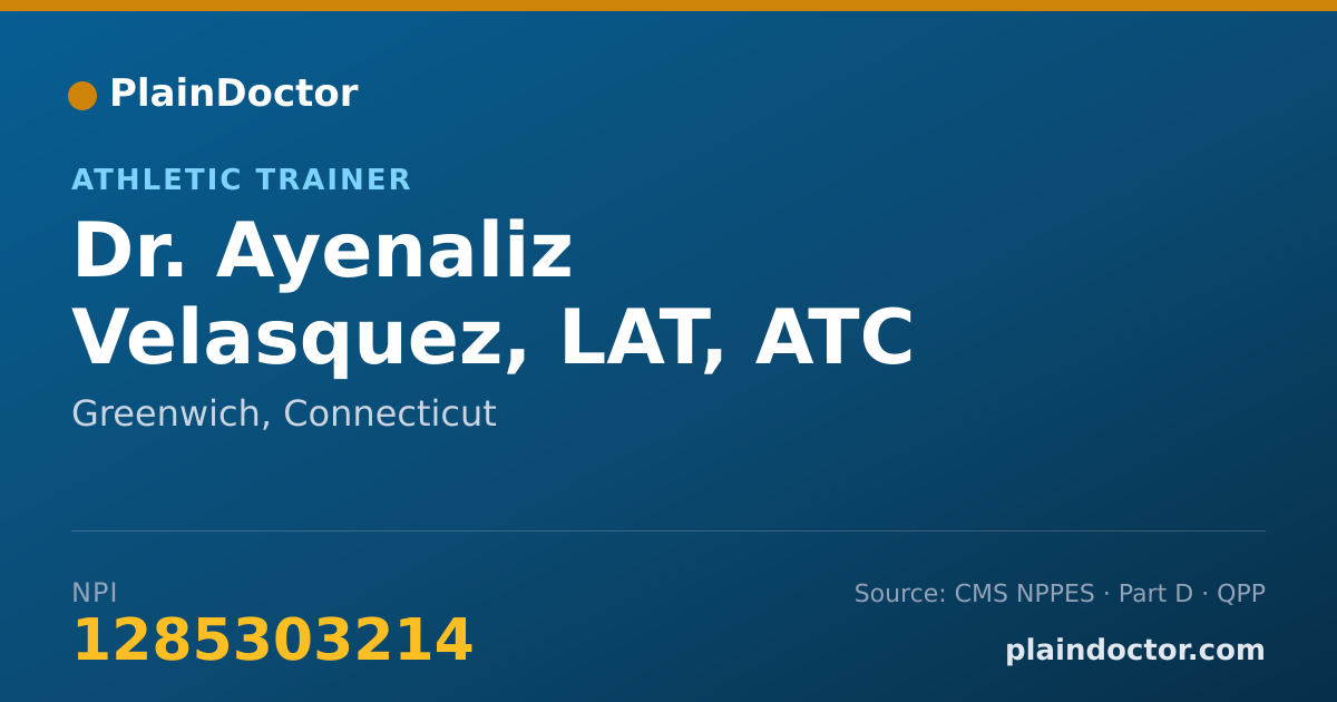 Shareable card for Ayenaliz Velasquez, LAT, ATC - Athletic Trainer, Greenwich, CT