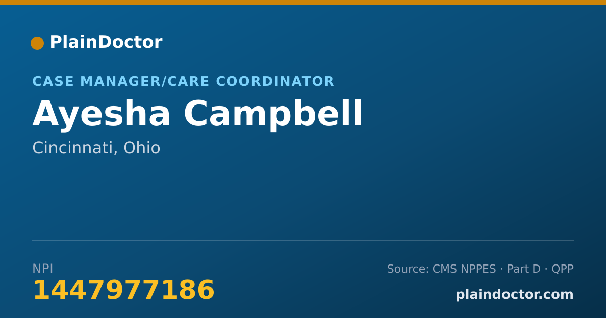 Shareable card for Ayesha Campbell - Case Manager/Care Coordinator, Cincinnati, OH