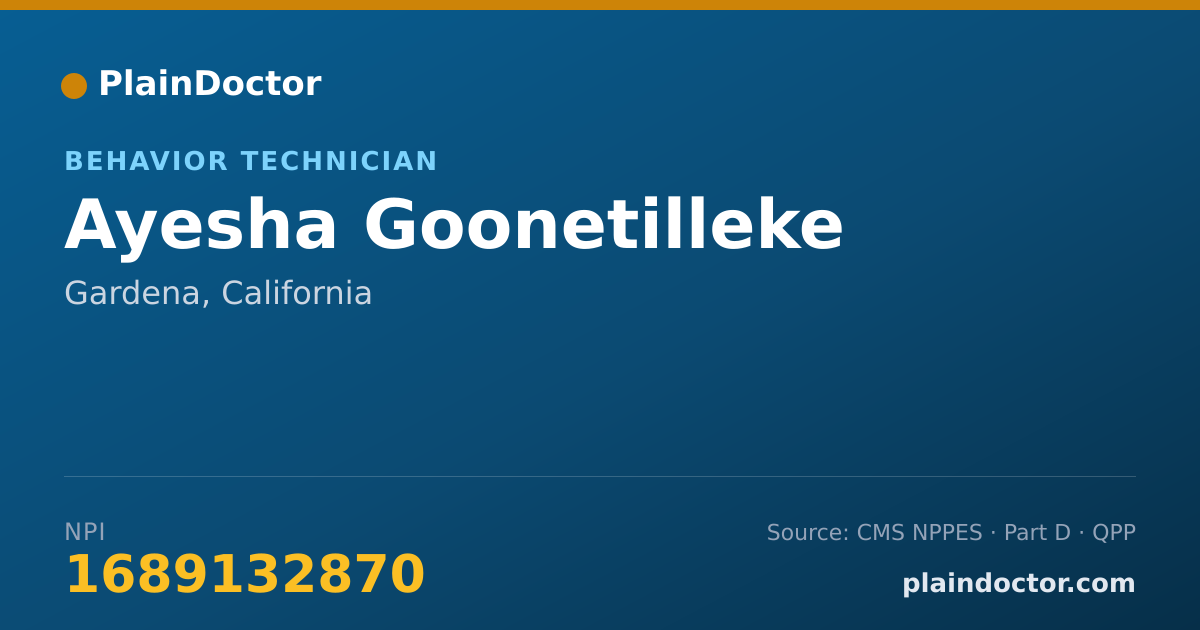 Shareable card for Ayesha Goonetilleke - Behavior Technician, Gardena, CA
