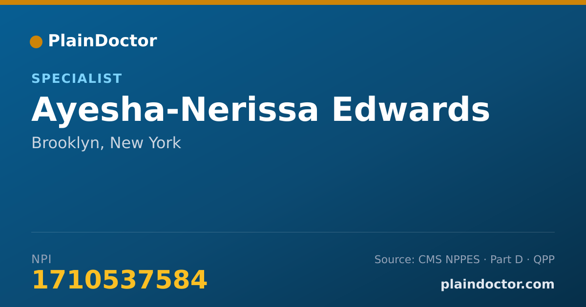 Shareable card for Ayesha-Nerissa Edwards - Specialist, Brooklyn, NY