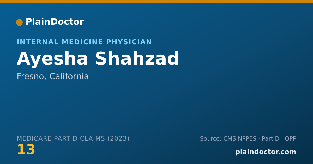 Shareable card for Ayesha Shahzad - Internal Medicine Physician, Fresno, CA
