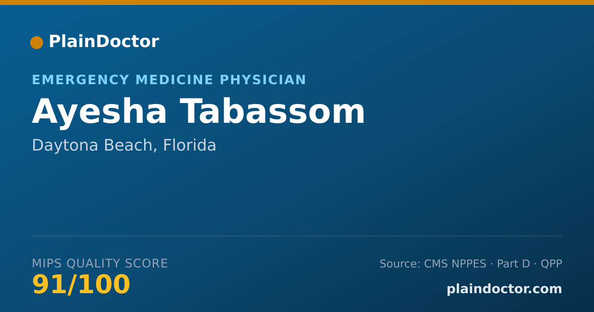 Shareable card for Ayesha Tabassom - Emergency Medicine Physician, Daytona Beach, FL