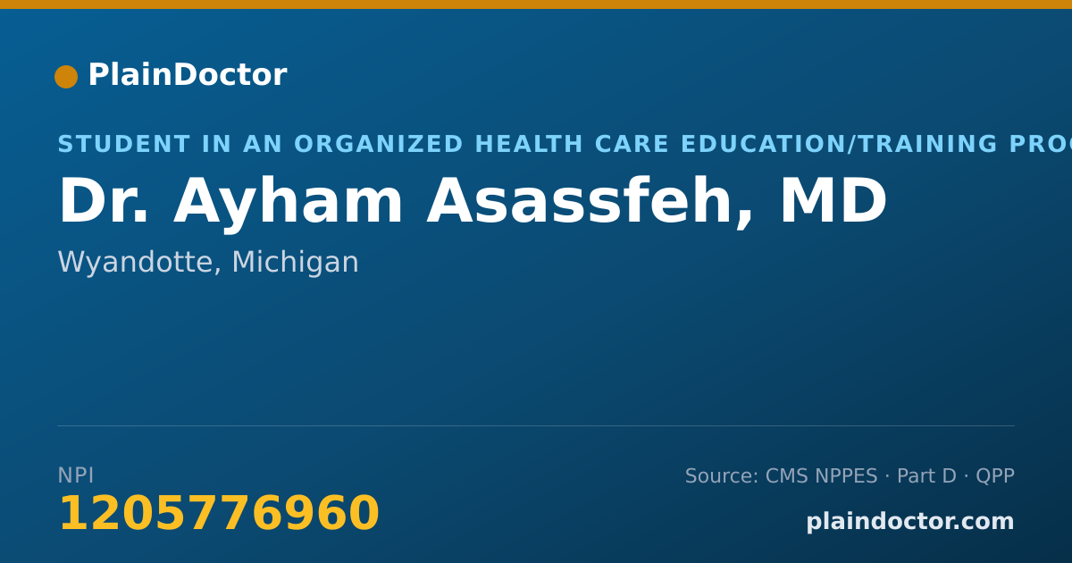 Shareable card for Ayham Asassfeh, MD - Student in an Organized Health Care Education/Training Program, Wyandotte, MI
