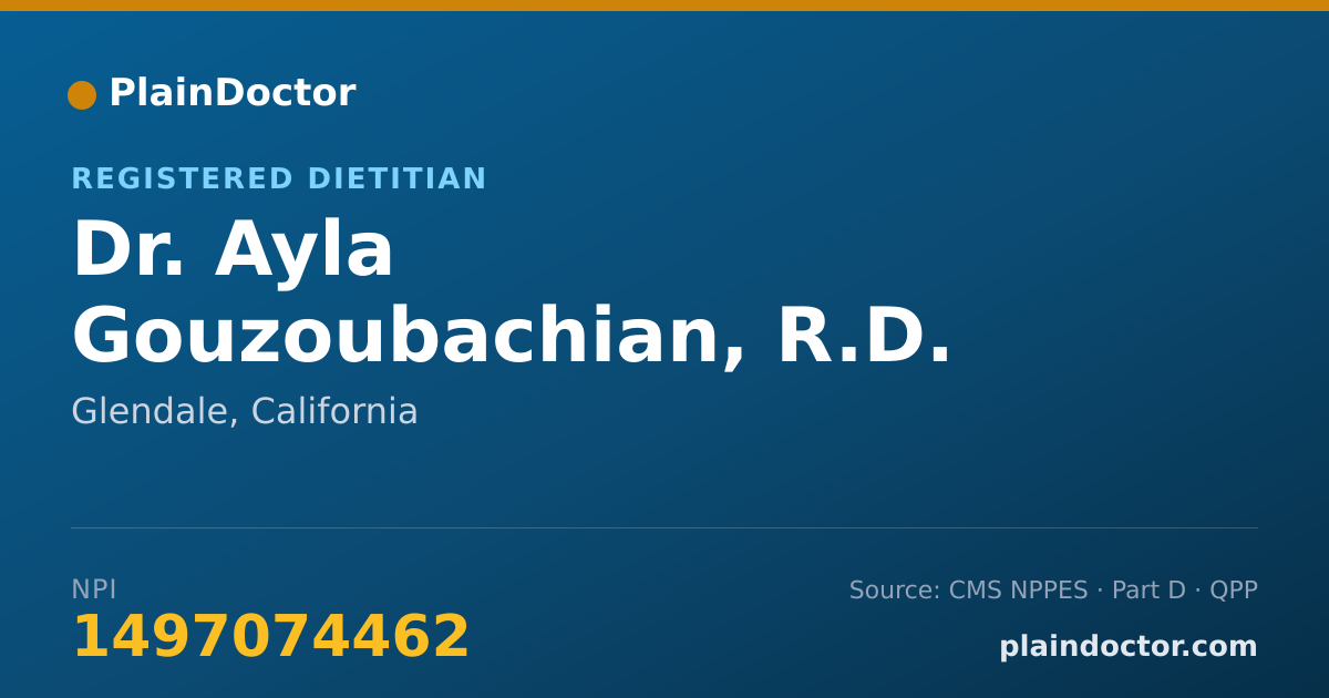 Shareable card for Ayla Gouzoubachian, R.D. - Registered Dietitian, Glendale, CA