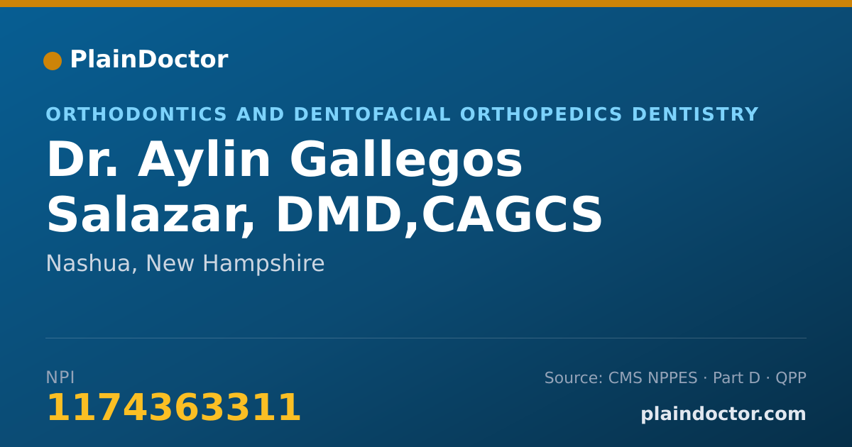 Shareable card for Aylin Gallegos Salazar, DMD,CAGCS - Orthodontics and Dentofacial Orthopedics Dentistry, Nashua, NH