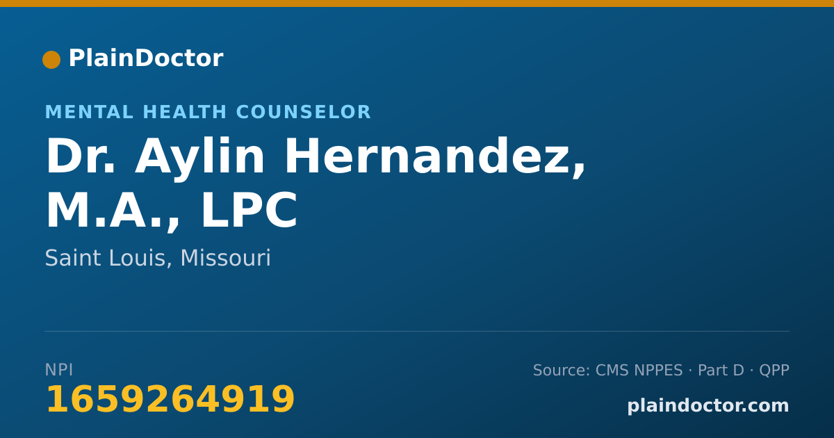 Shareable card for Aylin Hernandez, M.A., LPC - Mental Health Counselor, Saint Louis, MO