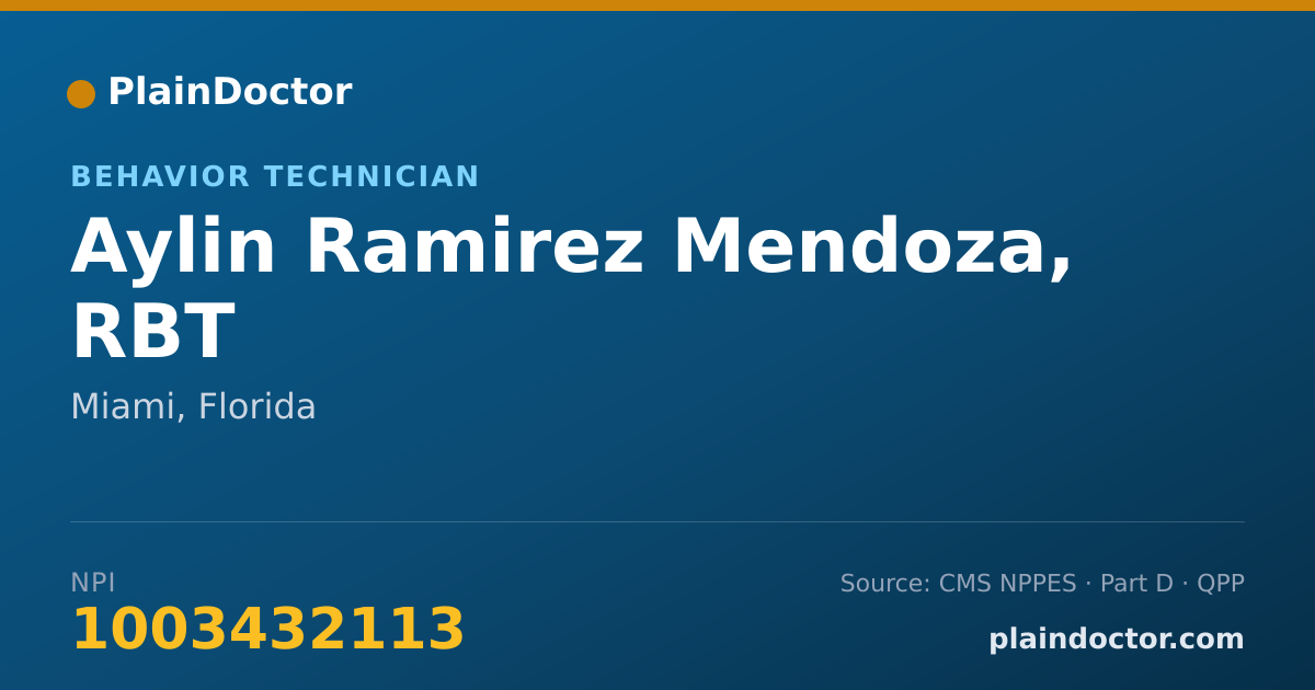Shareable card for Aylin Ramirez Mendoza, RBT - Behavior Technician, Miami, FL