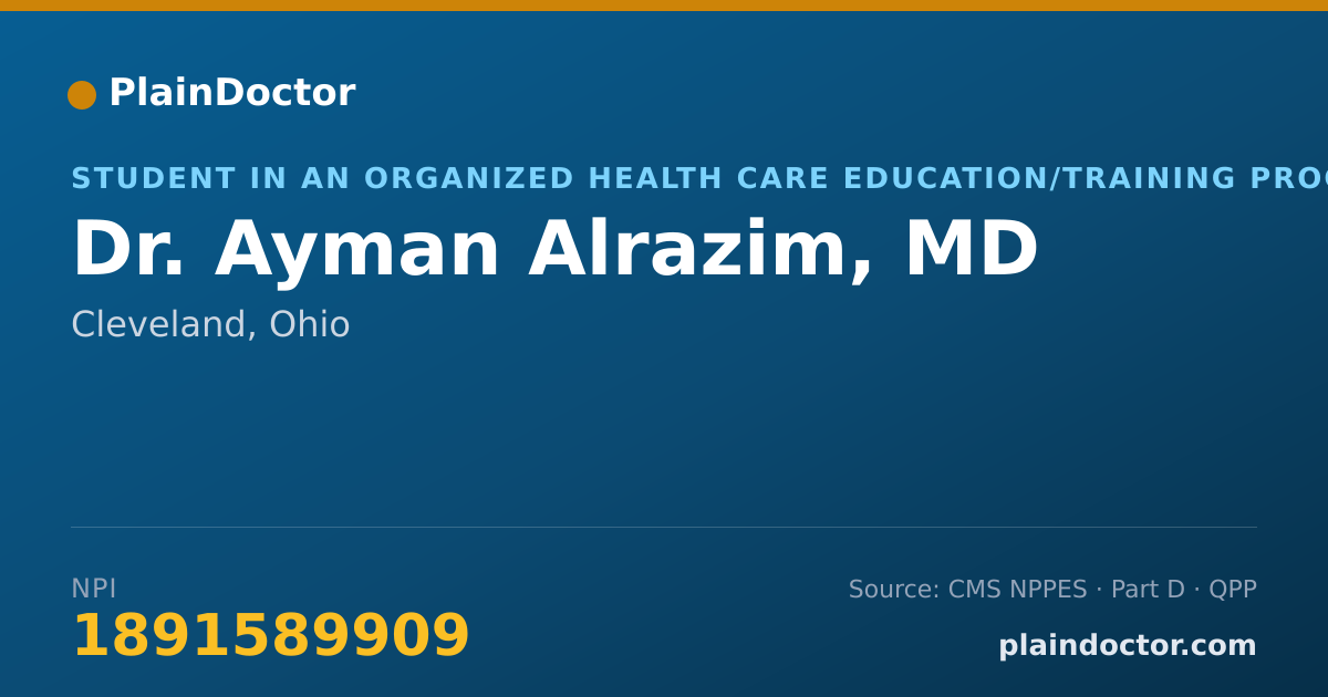 Shareable card for Ayman Alrazim, MD - Student in an Organized Health Care Education/Training Program, Cleveland, OH