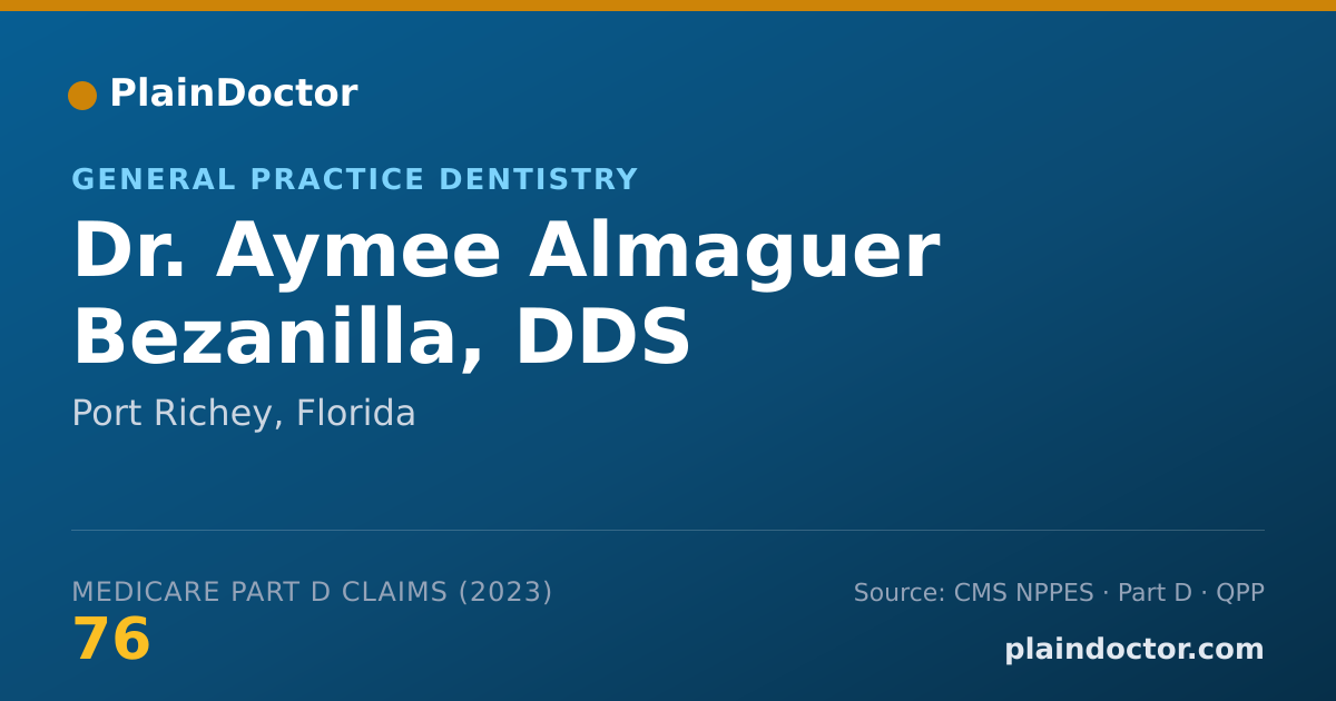 Shareable card for Aymee Almaguer Bezanilla, DDS - General Practice Dentistry, Port Richey, FL