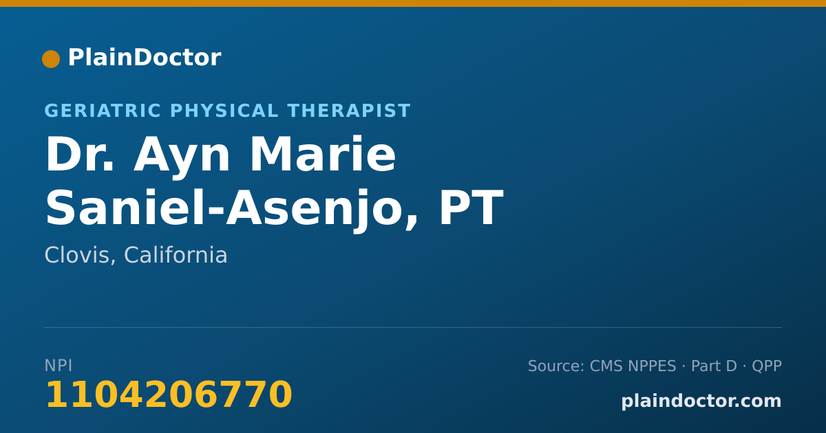 Shareable card for Ayn Marie Saniel-Asenjo, PT - Geriatric Physical Therapist, Clovis, CA