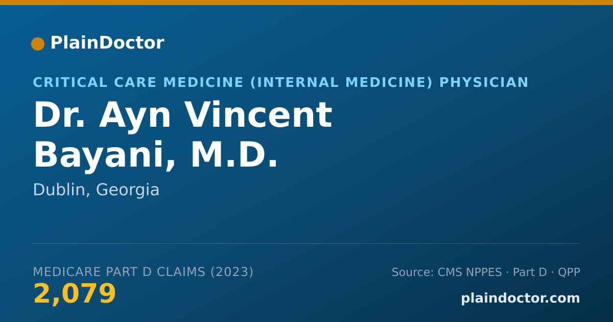Shareable card for Ayn Vincent Bayani, M.D. - Critical Care Medicine (Internal Medicine) Physician, Dublin, GA