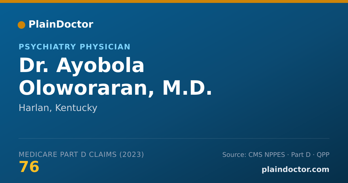 Shareable card for Ayobola Oloworaran, M.D. - Psychiatry Physician, Harlan, KY