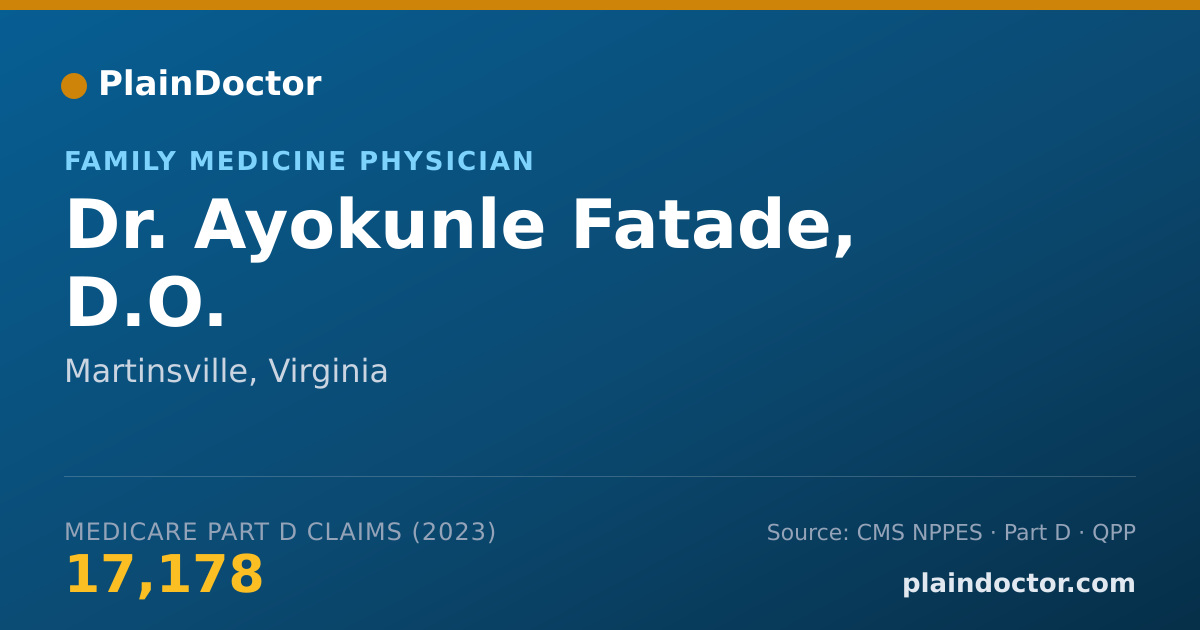 Shareable card for Ayokunle Fatade, D.O. - Family Medicine Physician, Martinsville, VA