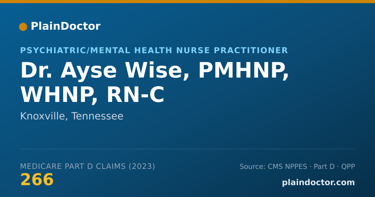 Shareable card for Ayse Wise, PMHNP, WHNP, RN-C - Psychiatric/Mental Health Nurse Practitioner, Knoxville, TN