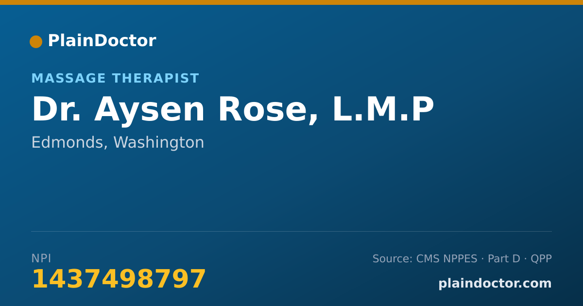 Shareable card for Aysen Rose, L.M.P - Massage Therapist, Edmonds, WA